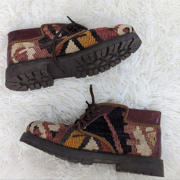 Women's Prestige Carpet Ankle Boots 8.5 Multicolor Patterned Turkey Wool - Picture 3 of 8